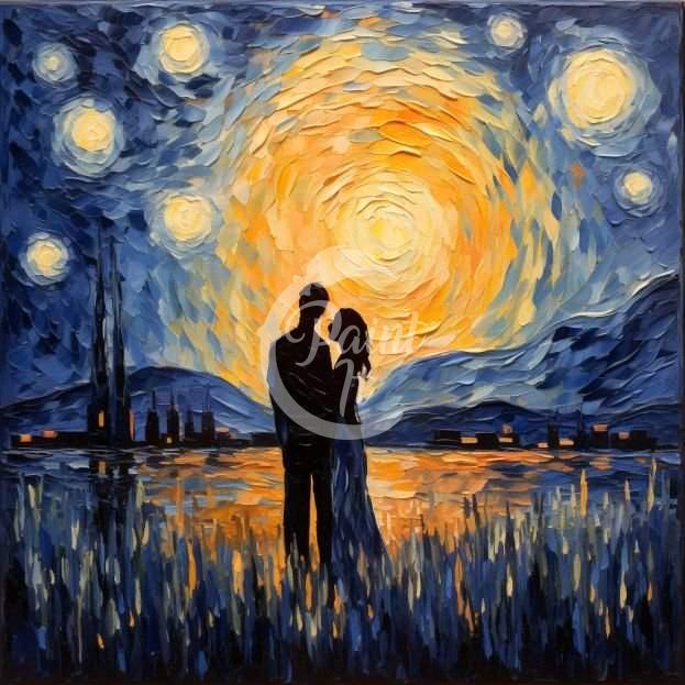 You and me below starry night